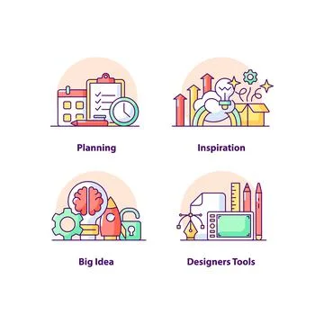 Business solutions creative UI concept icon set Illustrazione stock