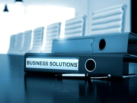 Business Solutions on File Folder. Blurred Image Stock Illustration