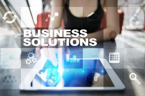 Business solutions on the virtual screen. Business concept. Stock Illustration