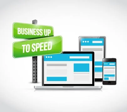Business up to speed computer technology sign Stock Illustration