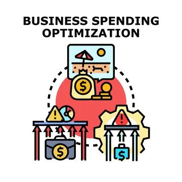 Business spending optimization reducing expense costs saving money Stock Illustration