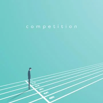 Business start and competition vector concept. Businessman on start of race Stock Illustration