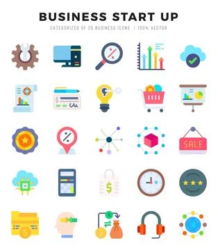 Business Start Up elements. Flat web icon set. Simple vector illustration. 스톡 일러스트