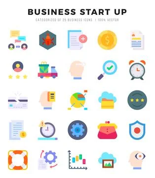 Business Start Up elements. Flat web icon set. Simple vector illustration. Stock Illustration