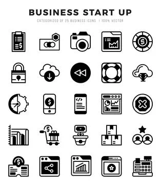 Business Start Up elements. Lineal Filled web icon set. Simple vector illus.. Stock Illustration