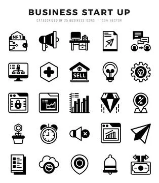Business Start Up elements. Lineal Filled web icon set. Simple vector illus.. Stock Illustration