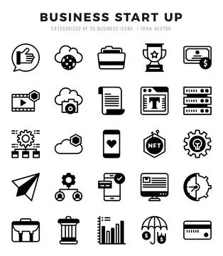 Business Start Up elements. Lineal Filled web icon set. Simple vector illus.. Stock Illustration