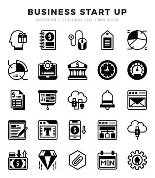 Business Start Up elements. Lineal Filled web icon set. Simple vector illus.. Stock Illustration