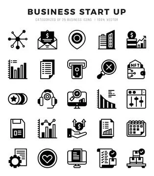 Business Start Up elements. Lineal Filled web icon set. Simple vector illus.. Stock Illustration