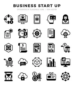 Business Start Up elements. Lineal Filled web icon set. Simple vector illus.. Stock Illustration