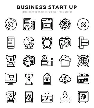 Business Start Up elements. Lineal web icon set. Simple vector illustration. 库存插图