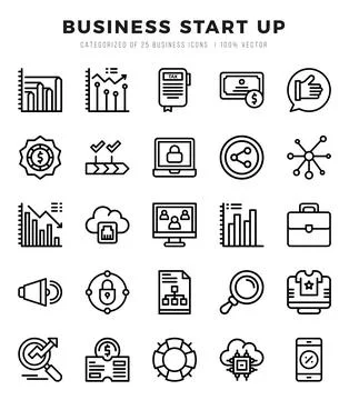 Business Start Up elements. Lineal web icon set. Simple vector illustration. Stock Illustration
