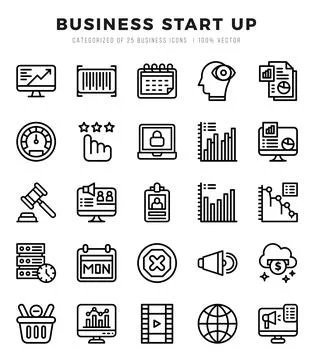 Business Start Up elements. Lineal web icon set. Simple vector illustration. Stock Illustration