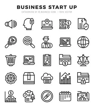 Business Start Up elements. Lineal web icon set. Simple vector illustration. Stock Illustration