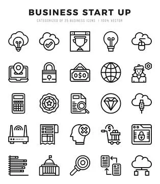 Business Start Up elements. Lineal web icon set. Simple vector illustration. Stock Illustration
