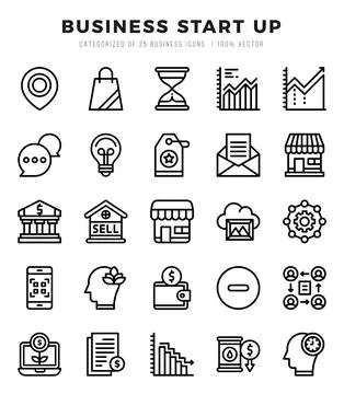Business Start Up elements. Lineal web icon set. Simple vector illustration. Stock Illustration