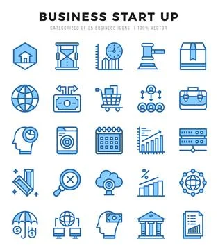 Business Start Up elements. Two Color web icon set. Simple vector illustratio Illustrazione stock