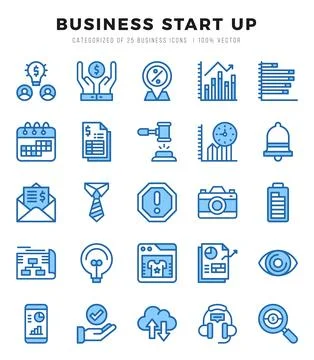 Business Start Up elements. Two Color web icon set. Simple vector illustratio Stock Illustration