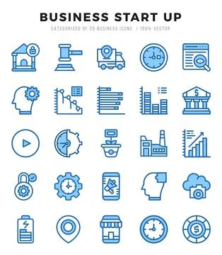Business Start Up elements. Two Color web icon set. Simple vector illustratio Stock Illustration