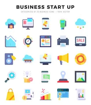 Business Start Up. Flat icons Pack. vector illustration. Stock Illustration