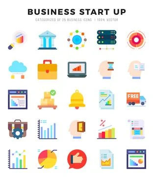 Business Start Up Flat icons. Vector Flat illustration. 库存插图