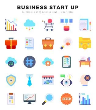 Business Start Up Flat icons. Vector Flat illustration. Stock Illustration