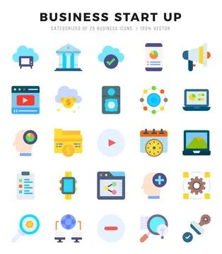 Business Start Up Flat icons. Vector Flat illustration. Stock Illustration