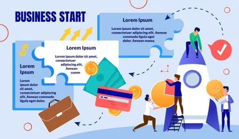 Business Start Flat Vector Infographics Poster Stock Illustration
