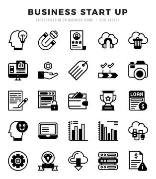 Business Start Up Icon Bundle 25 Icons for Websites and Apps Stock Illustration