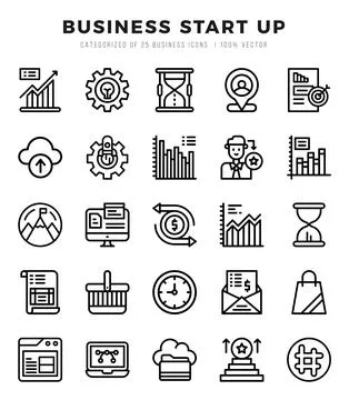 Business Start Up Icon Bundle 25 Icons for Websites and Apps Stock Illustration