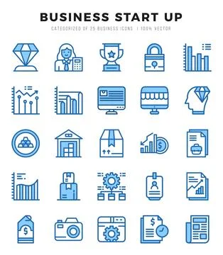Business Start Up Icon Bundle 25 Icons for Websites and Apps Stock Illustration