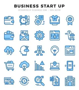 Business Start Up Icon Bundle 25 Icons for Websites and Apps Stock Illustration