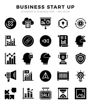 Business Start Up Icon Bundle 25 Icons for Websites and Apps Stock Illustration