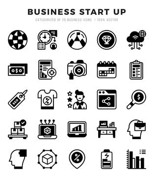 Business Start Up Icon Bundle 25 Icons for Websites and Apps 스톡 일러스트