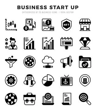 Business Start Up Icon Bundle 25 Icons for Websites and Apps Stock Illustration
