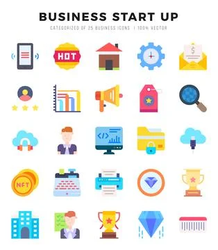Business Start Up Icon Bundle 25 Icons for Websites and Apps Stock Illustration