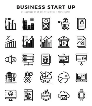 Business Start Up Icon Bundle 25 Icons for Websites and Apps Stock Illustration