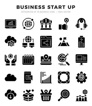 Business Start Up Icon Bundle 25 Icons for Websites and Apps Ilustración de archivo
