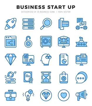 Business Start Up Icon Bundle 25 Icons for Websites and Apps Stock Illustration
