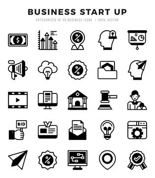Business Start Up icon pack for your website. mobile. presentation. and log.. Stock Illustration