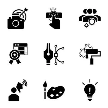 Business start up icon set, simple style Illustrazione stock