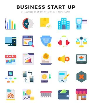 Business Start Up Icons bundle. Flat style Icons. Vector illustration. Stock Illustration