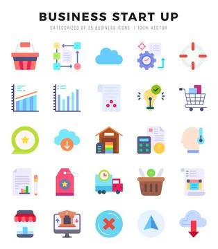 Business Start Up Icons bundle. Flat style Icons. Vector illustration. Stock Illustration