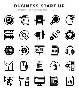 Business Start Up Icons bundle. Lineal Filled style Icons. Vector illustratio Stock Illustration
