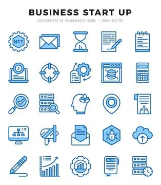 Business Start Up Icons bundle. Two Color style Icons. Vector illustration. Stock Illustration