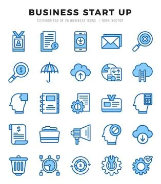 Business Start Up Icons bundle. Two Color style Icons. Vector illustration. Stock Illustration
