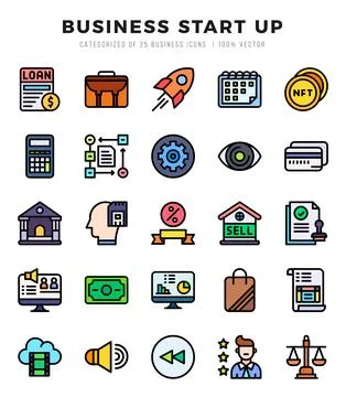 Business Start Up icons set. Vector illustration. Illustrazione stock