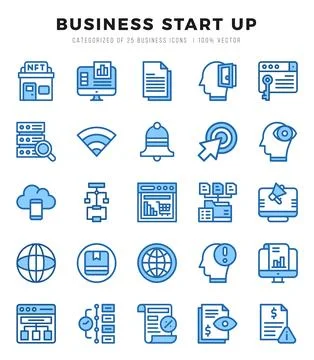 Business Start Up icons set for website and mobile site and apps. Stock Illustration