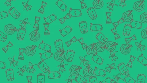 Business startup doodle pattern on green background for 2025 financial goals Stock Footage 344909976