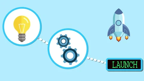 Business startup launching from idea to process animation Stock Footage 240861679